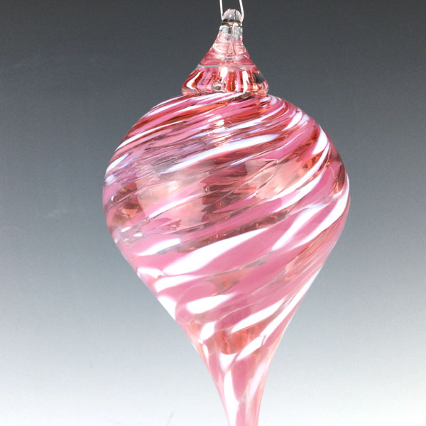 Pointed Ornament Pink/White by Rosetree Glass - Image 2
